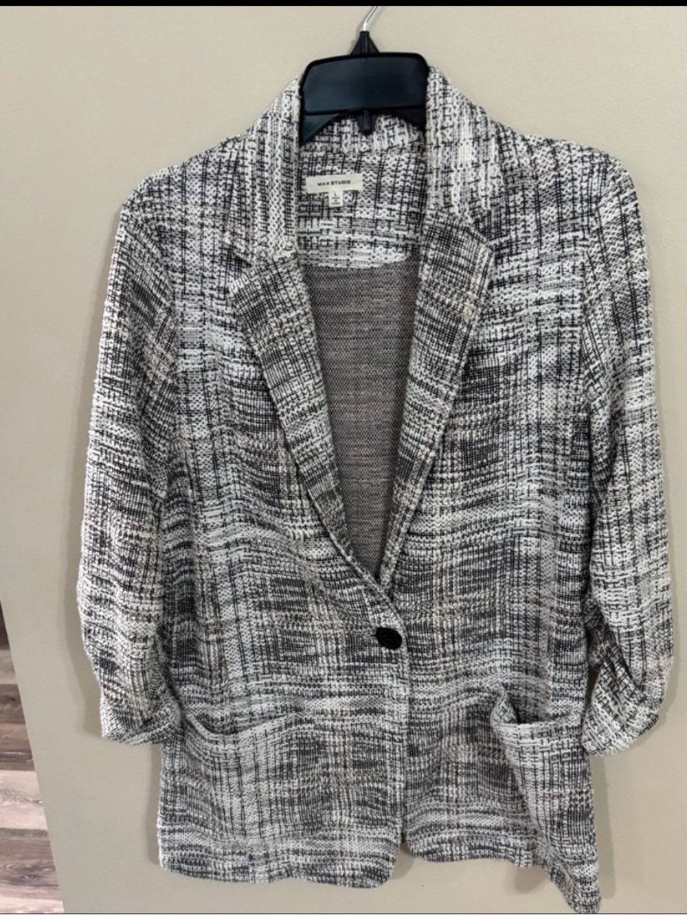 Max Studio Black and White Knit Blazer